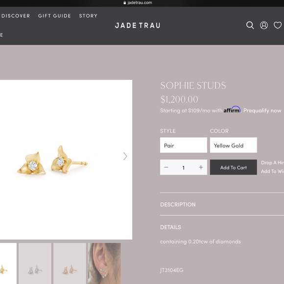 💖SOLD💖 Sophie 18k gold 0.2 tcw diamond earrings F/G VS2 - Picture 2 of 7